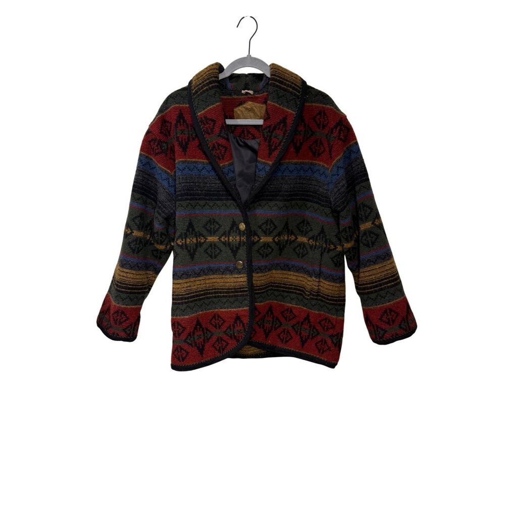 Vintage Woolrich Womens Southwest Pattern Nordic Wool Blanket Jacket size large - Picture 1 of 9